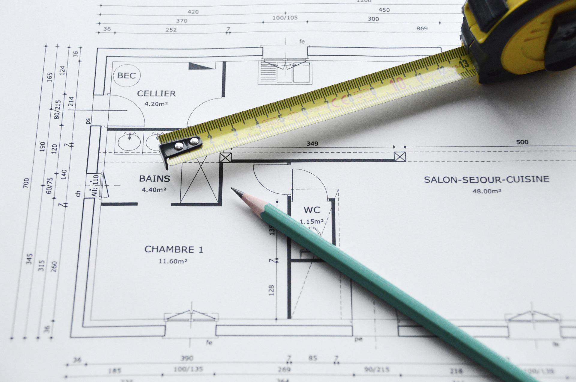 Plans et documents préparatoires d’un projet de rénovation énergétique